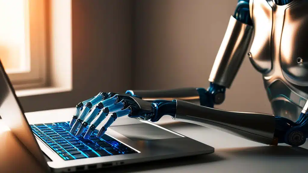 Robot escribiendo Laptop